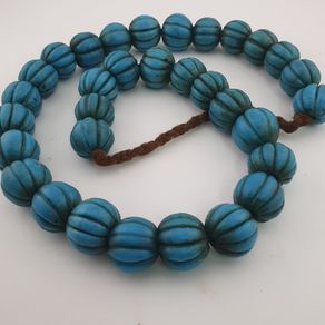 Antique African Turqouise Blue Melon Shape Beads Necklace Strands