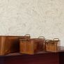 Vintage Graduated Copper Planter Set Set of 3 Brass Handled Jardinieres Cachepots Image 3