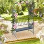 Rose Arch with Bench, Heavy-Duty Metal 2-Seater Decorative Garden Bench Trellis  Anthracite Grey Image 2