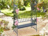 Rose Arch with Bench, Heavy-Duty Metal 2-Seater Decorative Garden Bench Trellis  Anthracite Grey