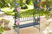 Rose Arch with Bench, Heavy-Duty Metal 2-Seater Decorative Garden Bench Trellis  Anthracite Grey