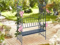 main image for ad Rose Arch with Bench, Heavy-Duty Metal 2-Seater Decorative Garden Bench Trellis  Anthracite Grey