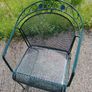 Metal Garden Furniture Set - Table, 4 Chairs, Parasol, COMPLEMENTARY Rocking Bench Image 3