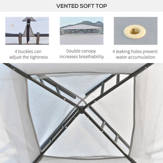 3 x 3 Meter Metal Gazebo Garden Outdoor 2-tier Roof Marquee Party Tent Canopy Pavillion Patio Shelter with Netting