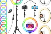 12.6'' Selfie Ring Light with Tripod Stand &amp; Phone Holder Tall 188cm/74'', GerTong LED Circle Ringlight with 40 RGB Mode 13 Brightness for Makeup YouTube Tiktok, Wireless Remote for iPhone Android (FREE POSTAGE)
