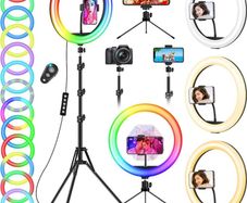 12.6'' Selfie Ring Light with Tripod Stand & Phone Holder Tall 188cm/74'', GerTong LED Circle Ringlight with 40 RGB Mode 13 Brightness for Makeup YouTube Tiktok, Wireless Remote for iPhone Android (FREE POSTAGE)