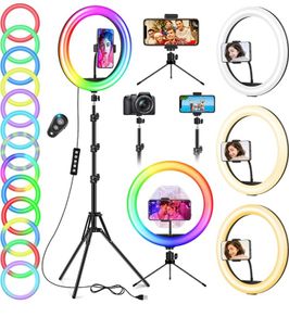 12.6'' Selfie Ring Light with Tripod Stand & Phone Holder Tall 188cm/74'', GerTong LED Circle Ringlight with 40 RGB Mode 13 Brightness for Makeup YouTube Tiktok, Wireless Remote for iPhone Android (FREE POSTAGE)