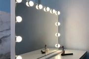 Hollywood mirror, make up mirror with LED lights, touch control, large cosmetic mirror with dimmable LED lights, cosmetic mirror with lighting, vanity mirror with 12 lights, white