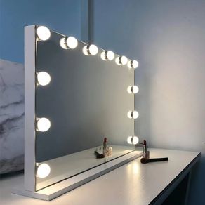 Hollywood mirror, make up mirror with LED lights, touch control, large cosmetic mirror with dimmable LED lights, cosmetic mirror with lighting, vanity mirror with 12 lights, white