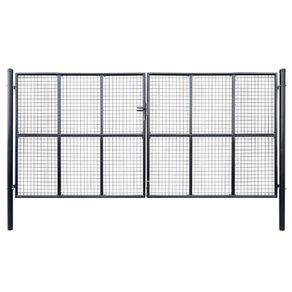 Mesh Garden Gate Galvanised Steel 400x175 cm Grey