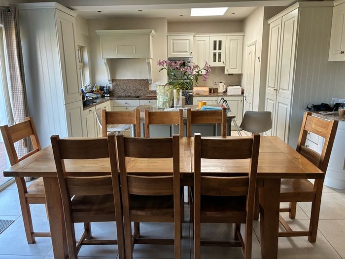 Solid Wood Dining Table & 8 Chairs