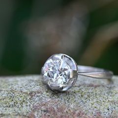 Large Art Deco 1.8ct Diamond Solitaire Ring - Platinum