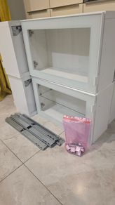 IKEA BESTA Cabinets with Glass Doors and Drawer Slides
