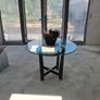 kitchen table glass top wooden frame Image 3