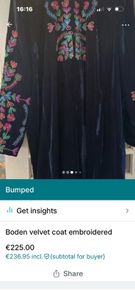 Stunning velvet embroidered coat size 20/22
