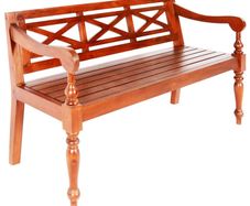 Batavia Bench 136 cm Solid Mahogany Wood Dark Brown