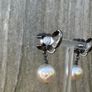 chanel pearl earrings with Crystal Heart Design Silver Hardware Image 7
