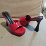 Sexy red chunky high heels for crossdresser Image 2