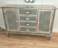 Mindy Brownes Kayla  Blue, Green, Yellow and Pink, Wood 4 Drawer Sideboard