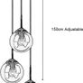 Industrial Vintage 3 Way Pendant Light Cluster Glass Globe Chandelier Brass Metal Ceiling Hanging Lamp Kitchen Dining Room Indoor Lighting Fixture (Amber Ball) Image 2