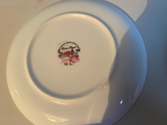 Dora Papis  vintage pink roses fine china trio very pretty