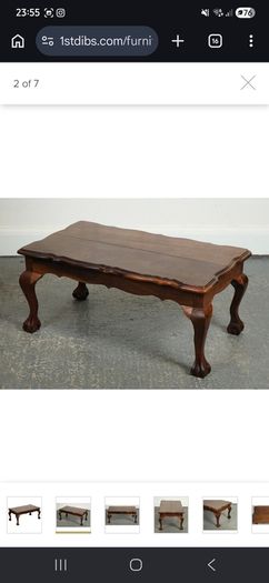 Antique Hardwood Coffee table with claw and ball feet bought on pamona for 699 euro
