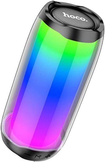 Hoco HC8 - Pulsating Colrful Luminous Wireless Speaker, Bluetooth V5.0, Battery Capacity: 1800mAh, Music Time Up To: 4 Hours, Support Bluetooth, FM, TF card, U disk, TWS, AUX - Black