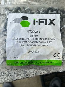 i-FIX ST22G16 self-drilling stitching screws measuring 6.3 x 22 mm