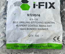 i-FIX ST22G16 self-drilling stitching screws measuring 6.3 x 22 mm