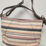 Fossil Striped Canvas & Leather Hobo Bag + Matching Zip Wallet Set Image 9