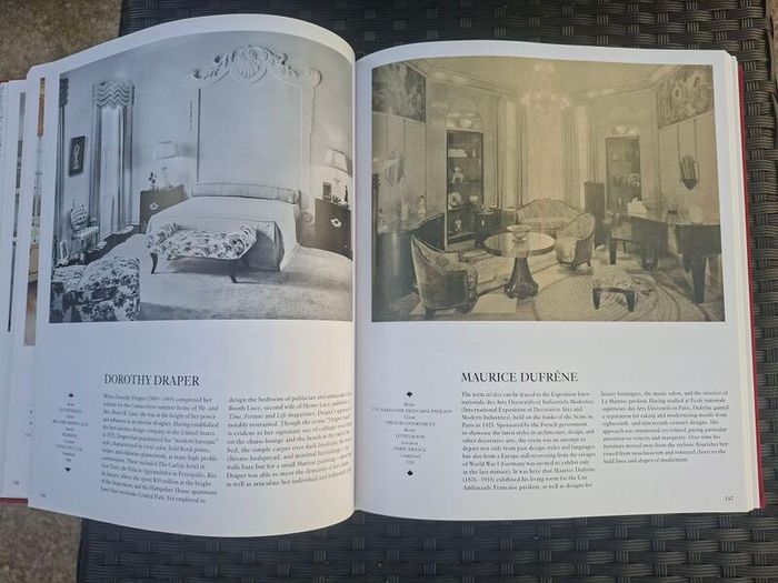 Large (447 pages) Hardcover Book Interiors: The Greatest Rooms of the Century (Merlot Red Velvet cover edition)