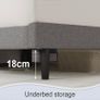 Small Double Bed Frame, Light Grey, Upholstered Wooden Slat Bed Frame with Headboard Image 4