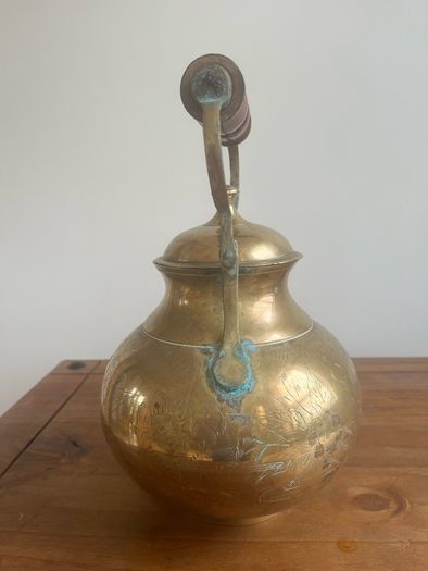 Large vintage brass kettle