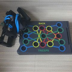 Crane push-up board with resistance bands