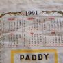 1991 Paddy Irish Whiskey Linen Calendar - Advertising - Made in Ireland Image 2