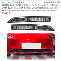 Tesla model 3 2024 on front grill mesh protection