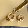 Vintage Chunky Gold Tone C Hoop ClipOn Earrings Made in Brazil Image 2
