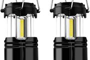 Camping Lights, 2 x Camping Lantern Battery Operated Portable LED Camping Lamp with Foldable Hook, Tent Lights Waterproof Outdoor Hanging Lamp for Emergency, Hiking, Camping, Black