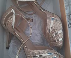 Gold heeled peeptoe Sandal Glamour footwear