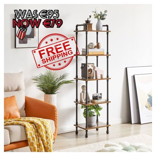 NEW SALE | Ladder Shelf,5-Tier Storage Shelves,Small Bookshelf,Shelving Unit with Metal Frame,Vintage Industrial Plant Display Stand,Bookcase for Living Room, Home Office