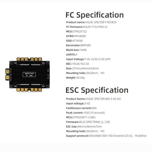Hglrc Specter F760 Box Integrated Stack