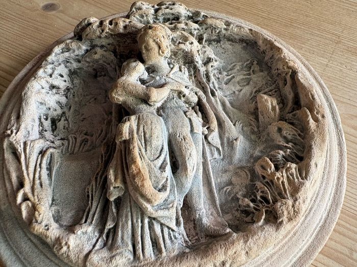 Antique Meerschaum hand sculpted circular plaque