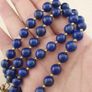 Vintage Lapis Lazuli Beads with Silver Triangle Lapis Pendant Necklace Image 2