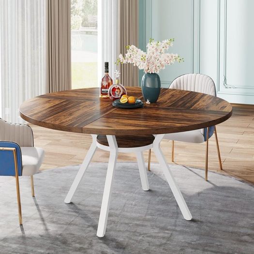 Round Dining Table 120 cm for 4 People (Vintage Brown)