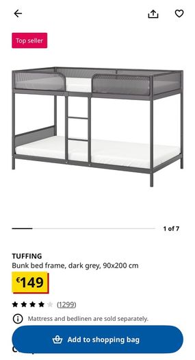 IKEA TUFFING bunk bed frame, dark grey