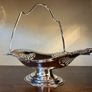 Elegant Silver-Plated Basket with Handle Image 2