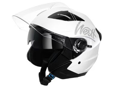 Westt Jet XL Open Face Helmet with Dual Sun Visor - White