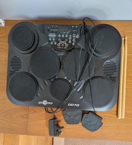 Gear4Music DD70 Digital Drum Pad - with sticks and pedals
