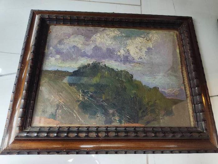 Oil on wood landscape