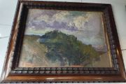 Oil on wood landscape